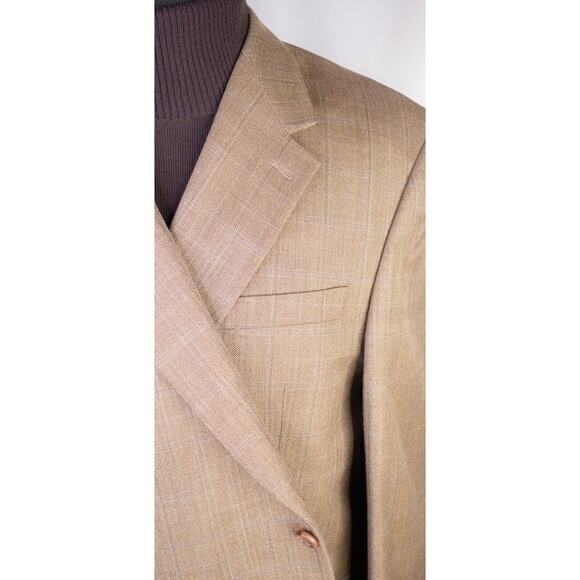 Ralph Lauren Mens Beige Herringbone 2 Button Sport Coat Blazer Jacket Sz 48R EUC - Picture 4 of 13